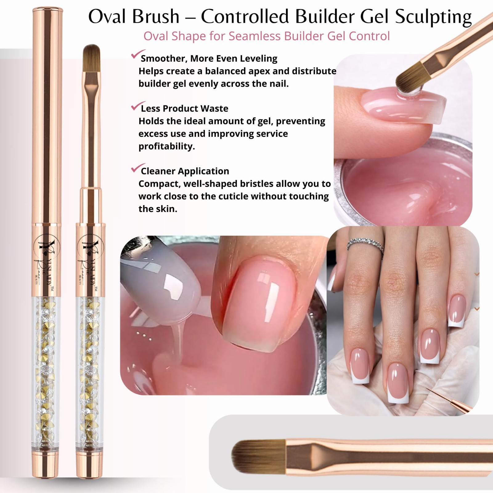 Double Ended Nail Builder Gel Brush Set – French Tip & Hard Gel Brushes for Nail