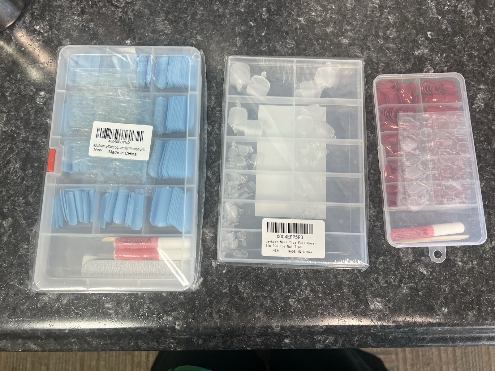 Glue On Nails. Lot. New In Package. Assorted Colors Various Sizes