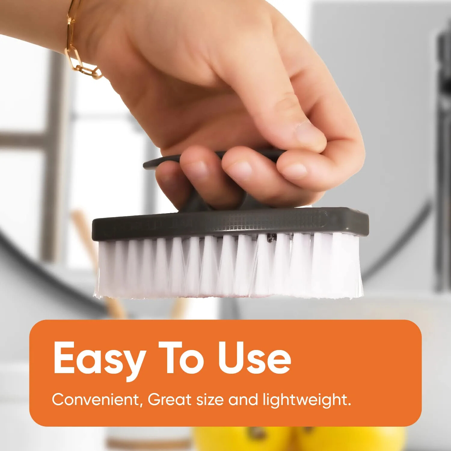 Superio Nail Brush Set 3 Pack Cleaner with Handle Durable Brush Scrubber – Grey