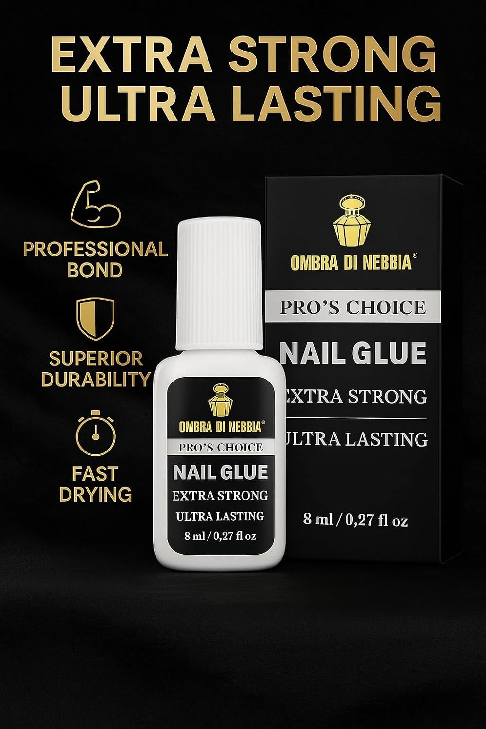 Ultra Strong Nail Glue 8ml Quick Dry Adhesive for Press On Acrylic Nails