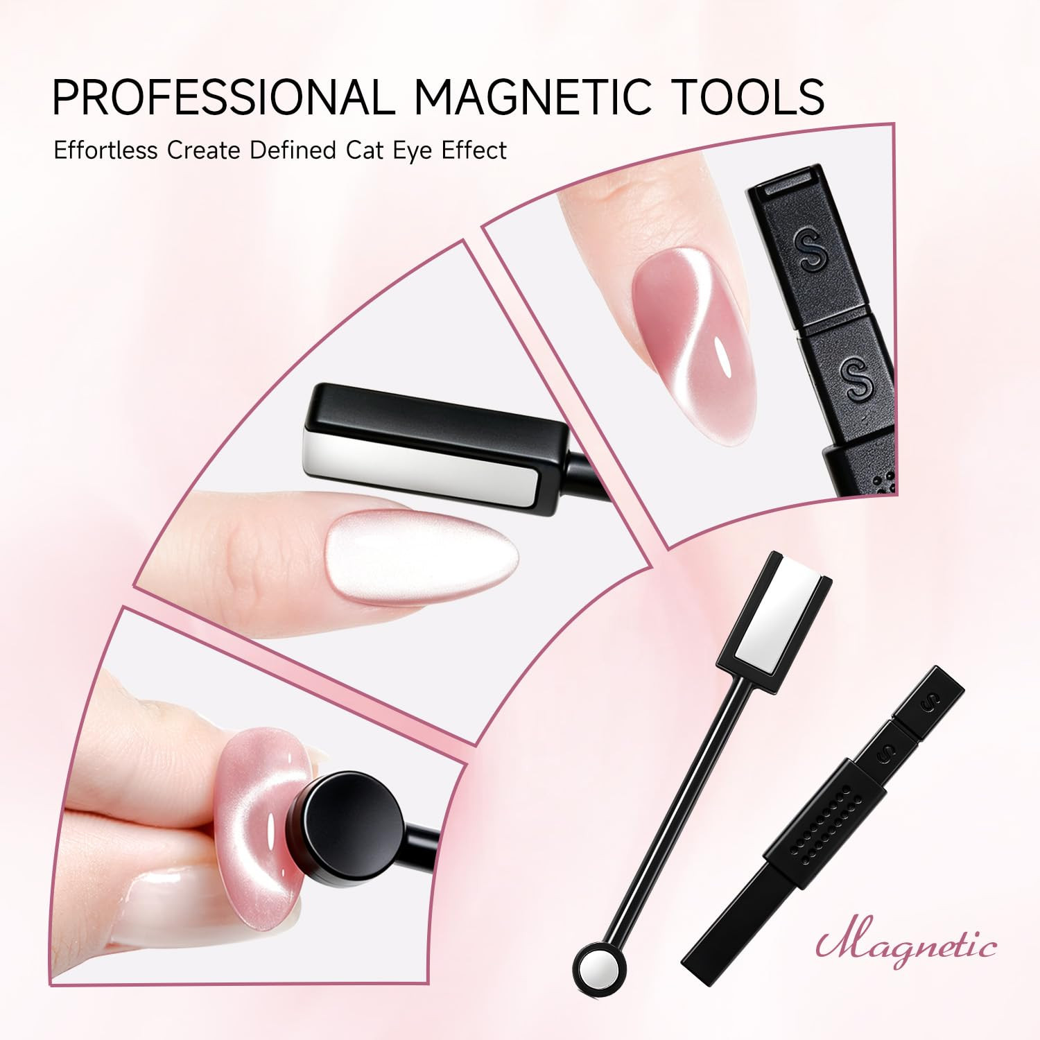 Cat Eye Magnet Set for Nails,17Pcs Cateye Magnet Tools for Cat Eye Gel Polish,Na