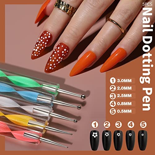 Nail Art Kit, Nail Art Brushes Set, Nail Design Kit Dotting Tools, Fine A-Pink