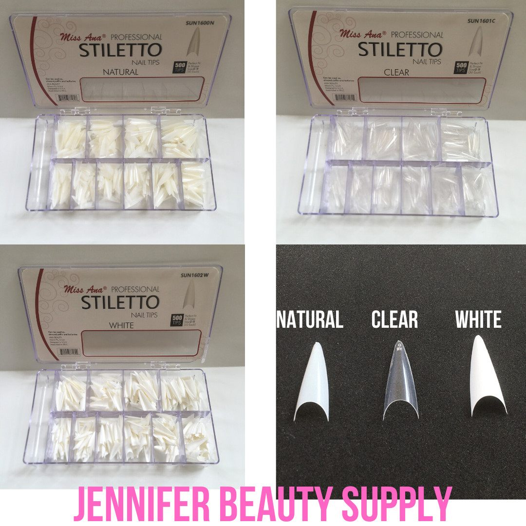 500 PCS STILETTO FRENCH FALSE FAKE ACRYLIC NAIL TIPS COFFIN NAILS LONG
