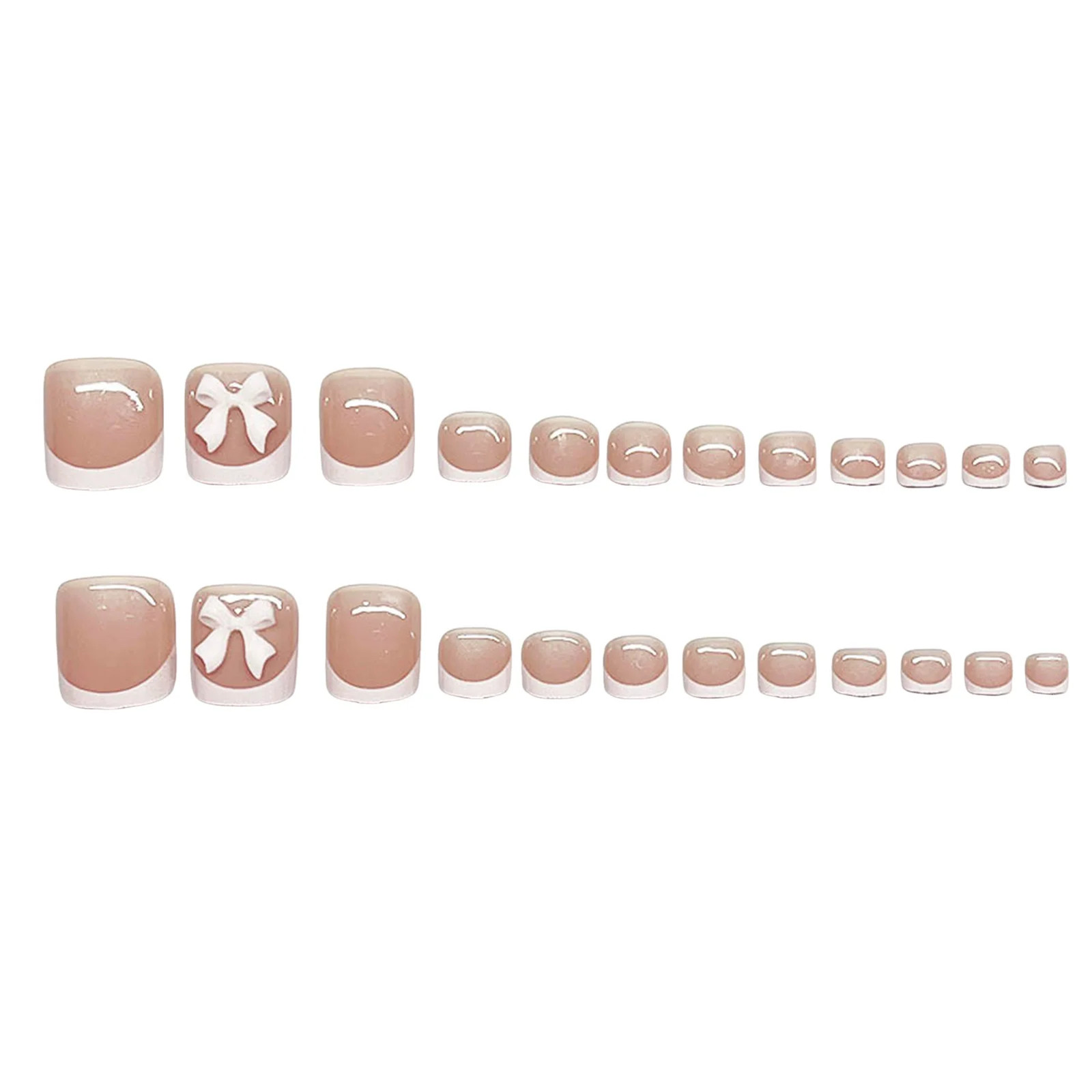 Pink Glossy Press On Toenails Summer Simple Nude Fake Nails