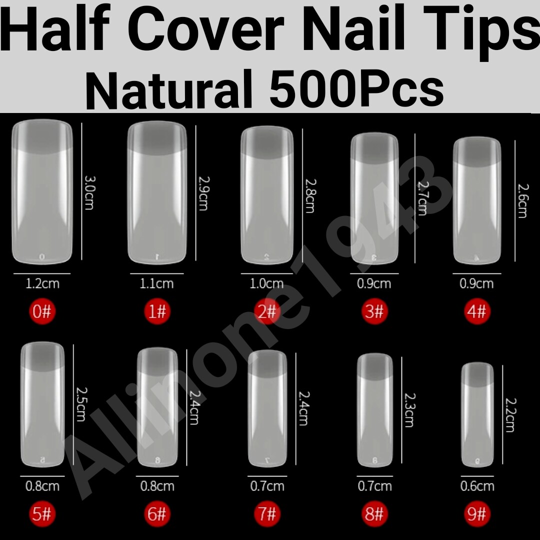 100/500pcs Half Cover French Nail Tips Artificial False Nail Tips -Jargod
