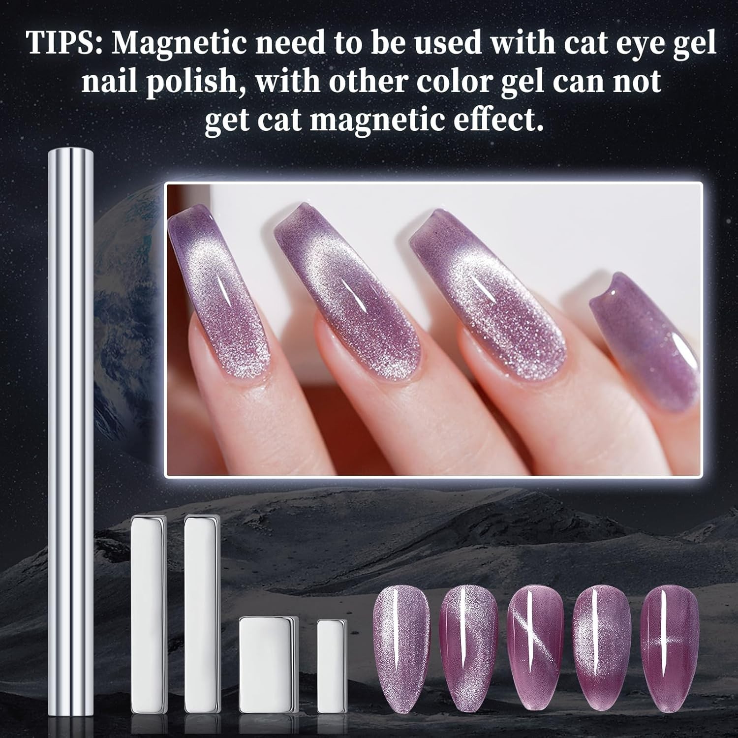 Portable 5-Piece Cat Eye Nail Art Magnet Set – Easy Use & Stunning Effects