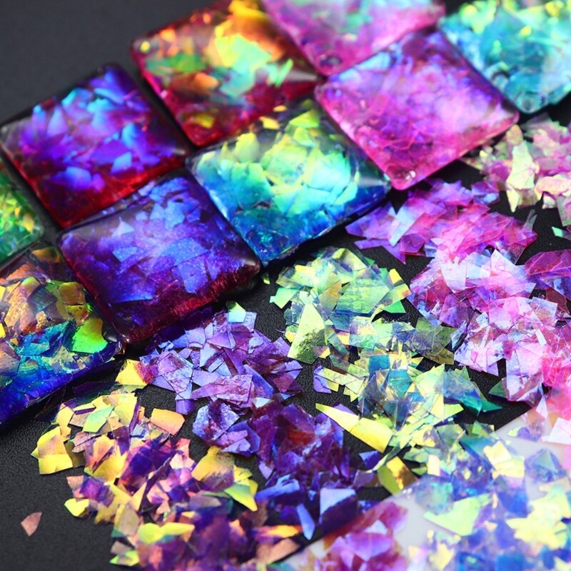 12 Grids Boxed Nail Art Glitter 3D Irregular Large Fragments