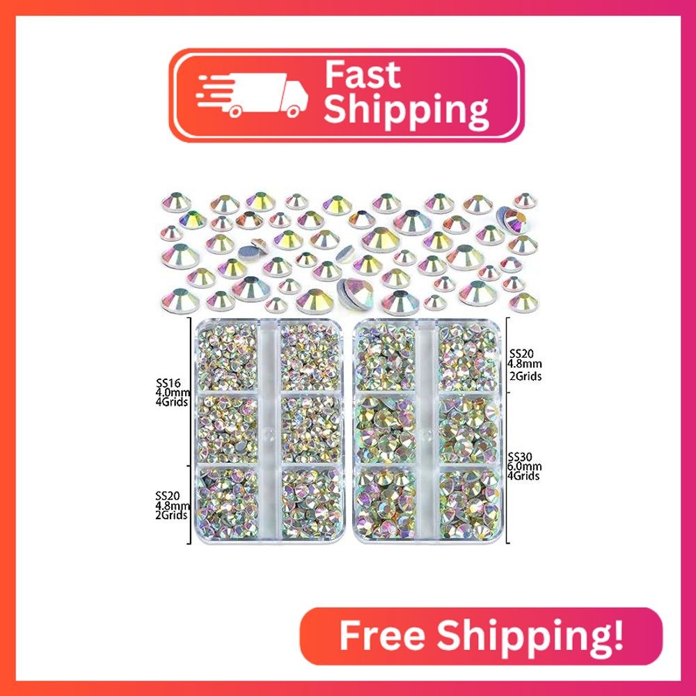 QOGIR 10000 Pieces 5 Mixed Size Clear AB Hotfix Rhinestones for Crafts Clothes N