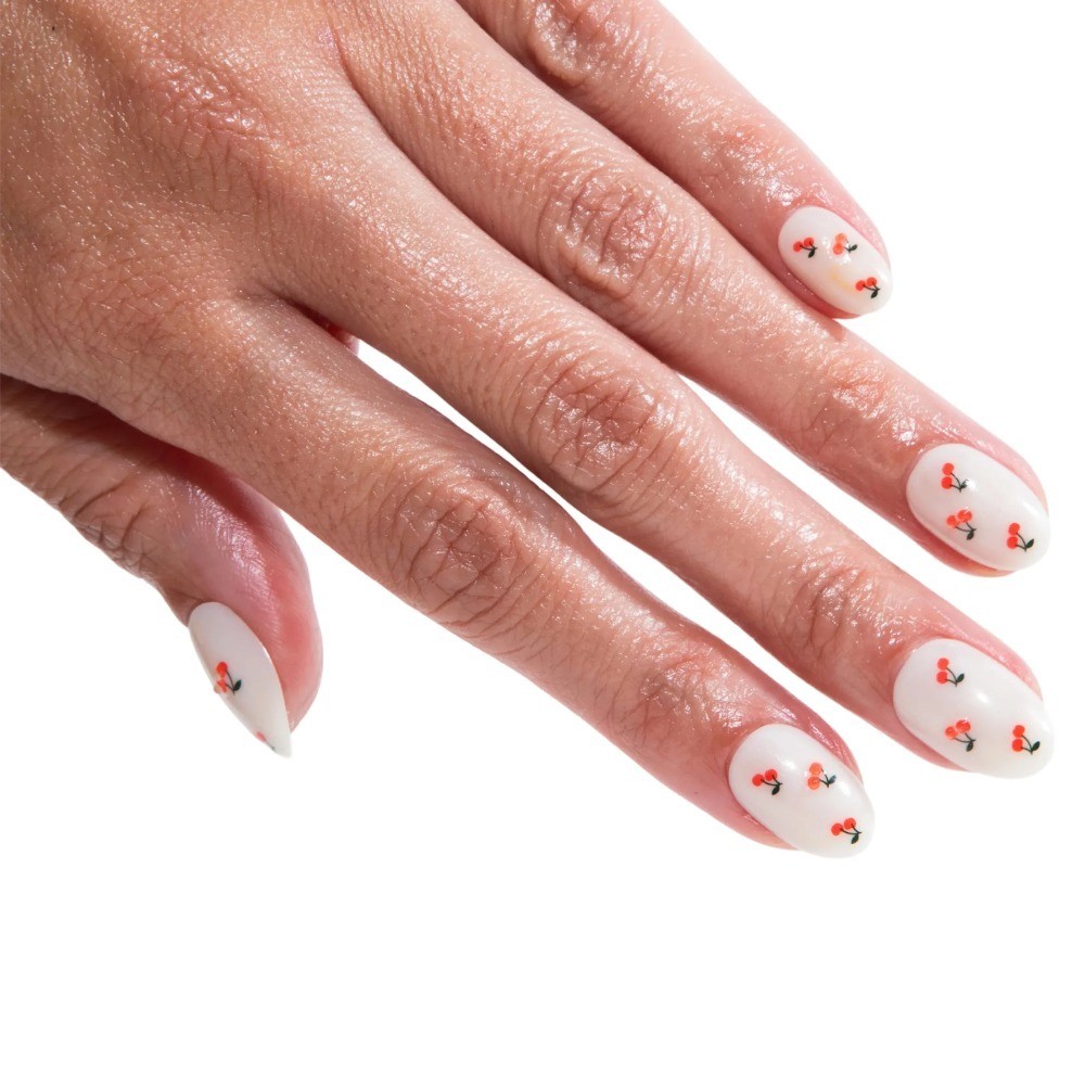 Chill Tips Press On Nails, Feed Me Cherries, Oval Style, 30 Count