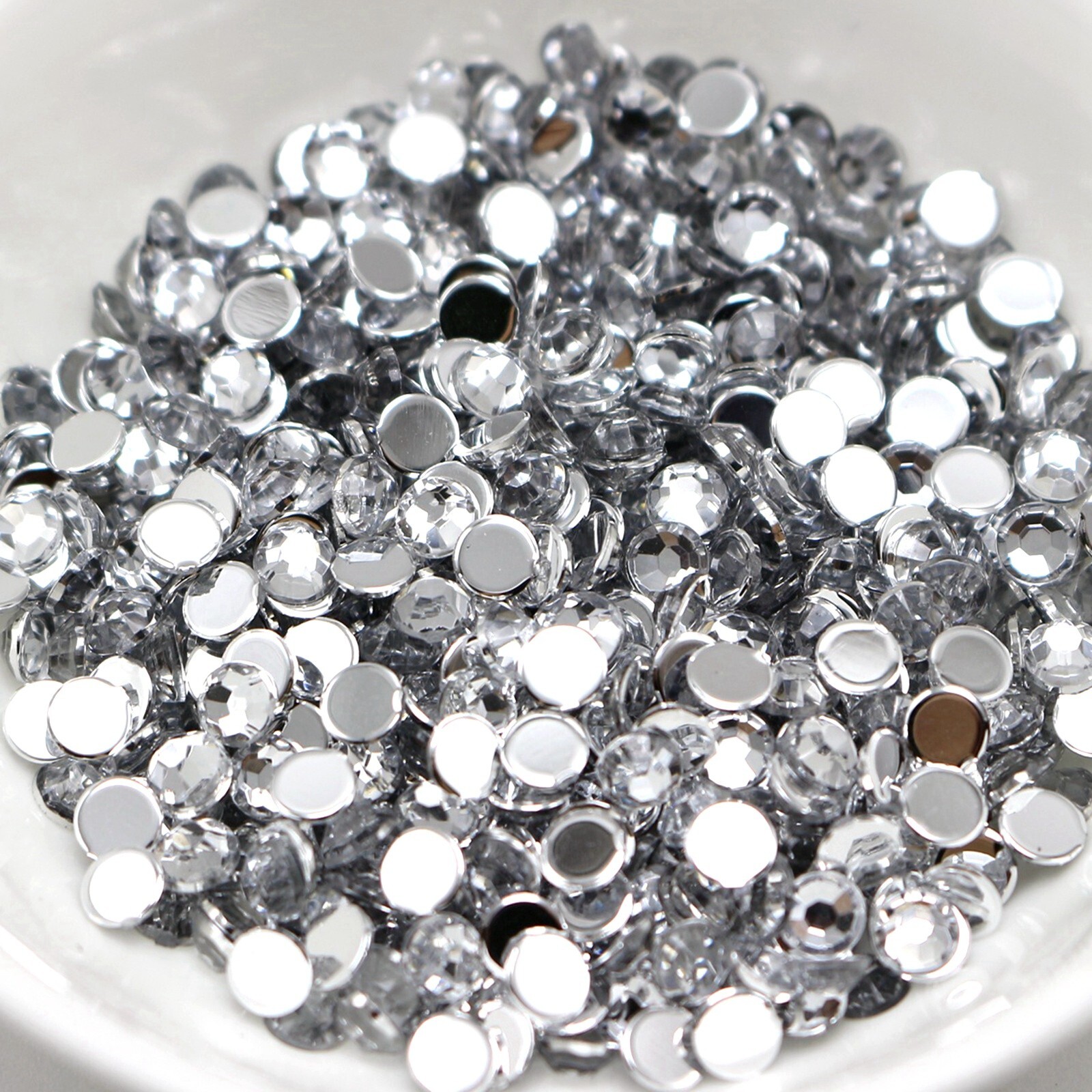 2000 Clear Crystal Acrylic Round Faceted Flatback Rhinestone Gem 4mm SS16 Nail