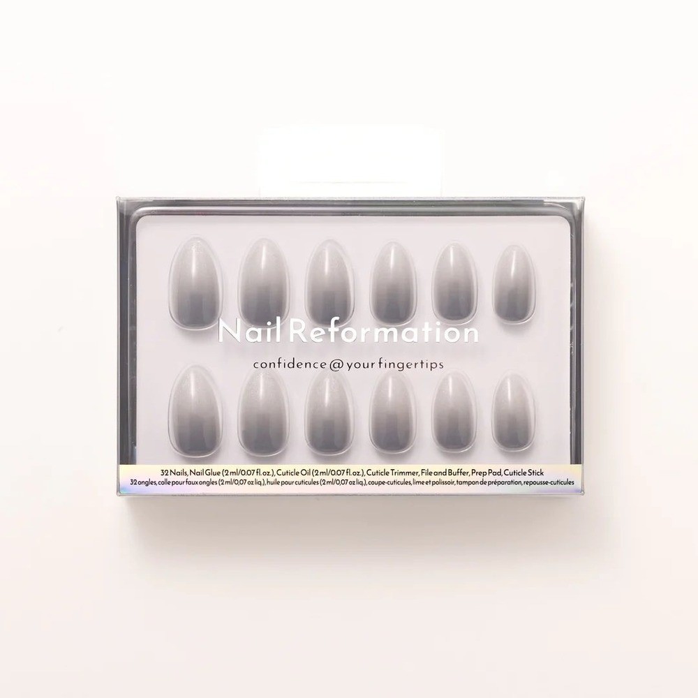 Nail Reformation Gray Ombre Almond Press On Nails 32 Piece Set