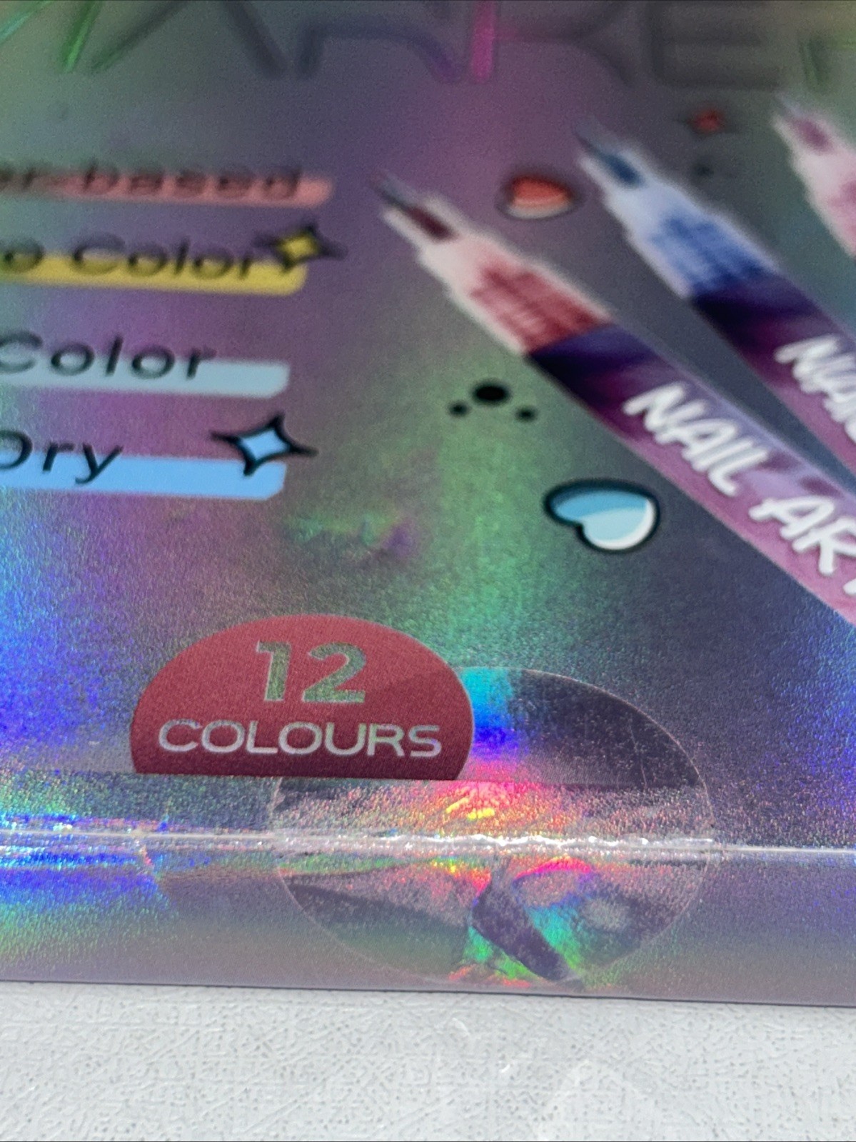 Sealed Nail Art Markers. 12 Colors 0.5 mm, Quick Dry Water Based, Slightly Damag