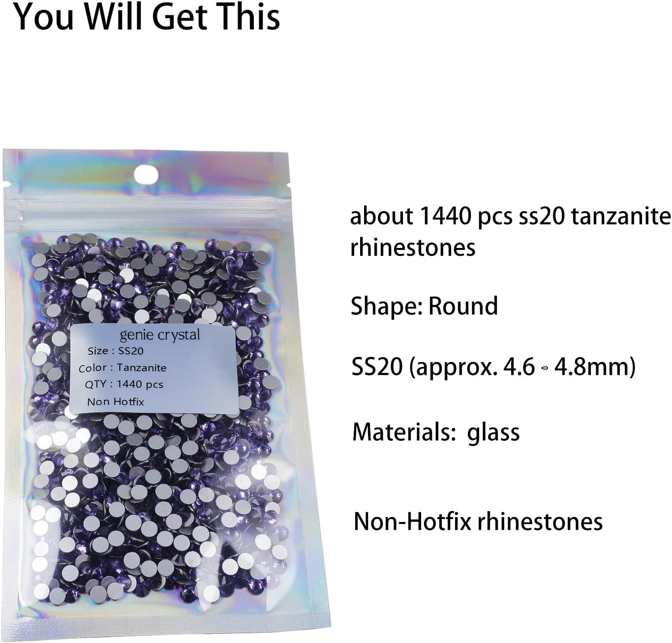 Ss20 1440 Pcs Purple Flatback Rhinestones, 10 Gorss 5Mm Bling Tanzanite Glass Rh