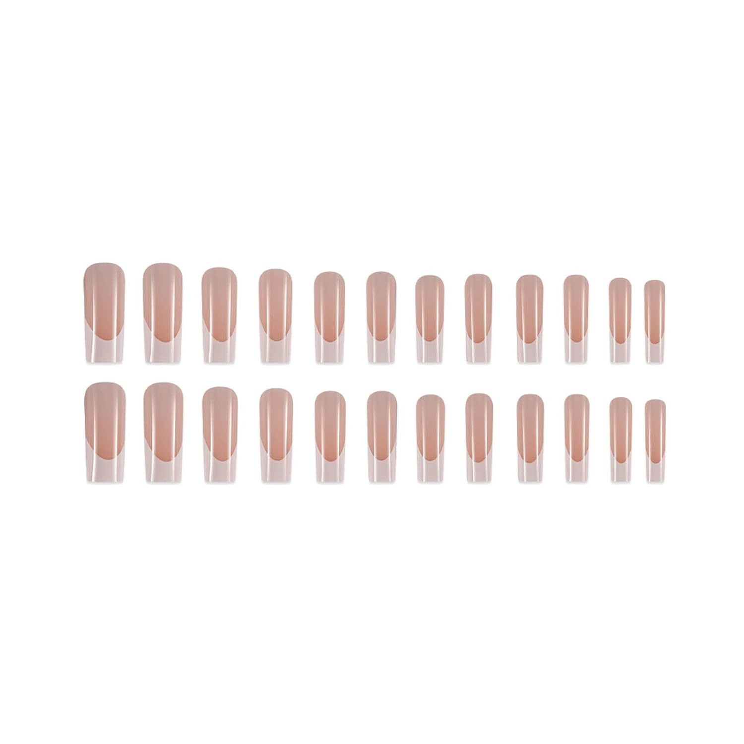 Perfect Gift: 24PCS Glossy French White Faux Nails – Stylish & Easy to Use