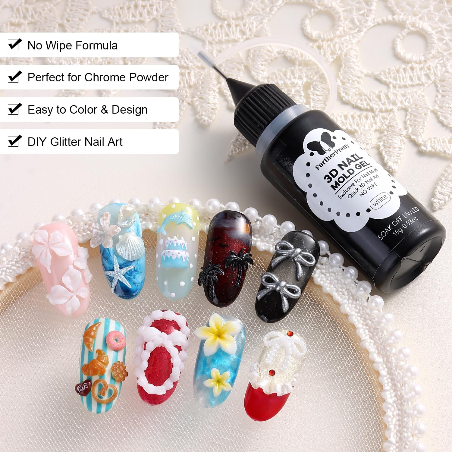 3D Nail Mold Gel, 15g Soft Molding Nail Gel for Sculpting Carving Silicone Mo…