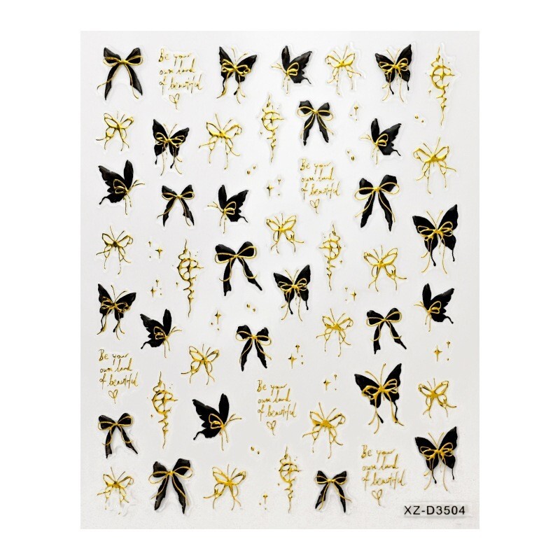 4Pcs Self-Adhesive Nail Art Decals with Butterfly Bow-Knot Floral Designs NH28