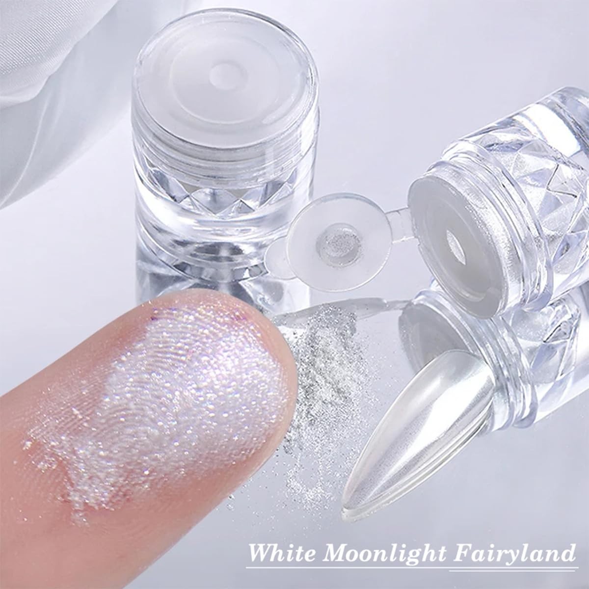 White Pearl Chrome Nail Powder 0.5g Magic Metallic Silver Super Glossy Mirror