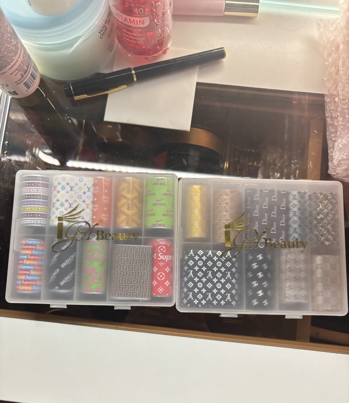 Nail Tips and Powder Lot (57 items) Read desc for details