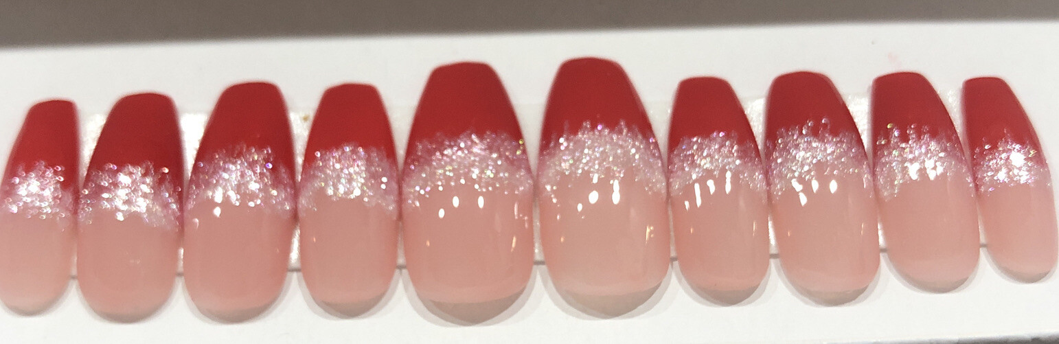 Red and white santa hat christmas press on nails