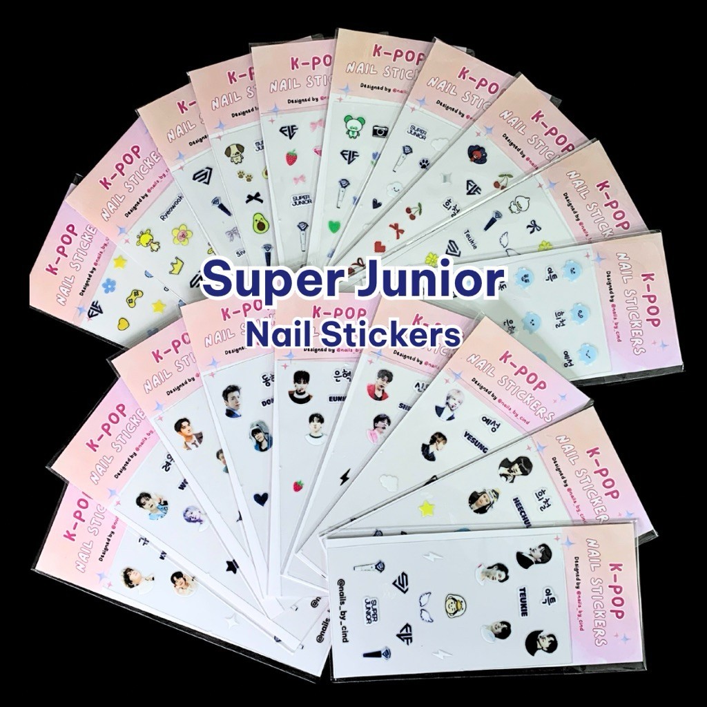 SUPER JUNIOR E.L.F. VER 2 KPOP NAIL STICKER FAN MADE KOREA SM SAPPHIRE BLUE Z10