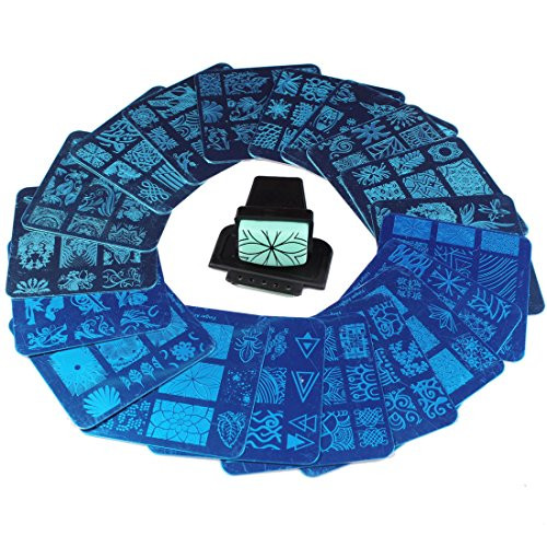 20 Pcs Mix Design Nail Stamping Template+1 Stamper + 1 Scraper Nail Art Image