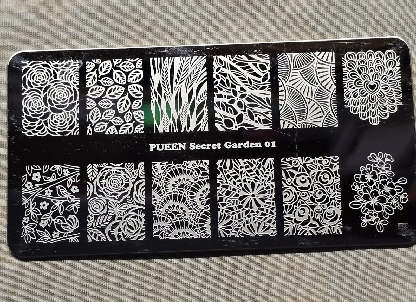 Nail Art Stamp Plate Pueen Secret Garden 01 Floral Leaf Leaves Flower Collage