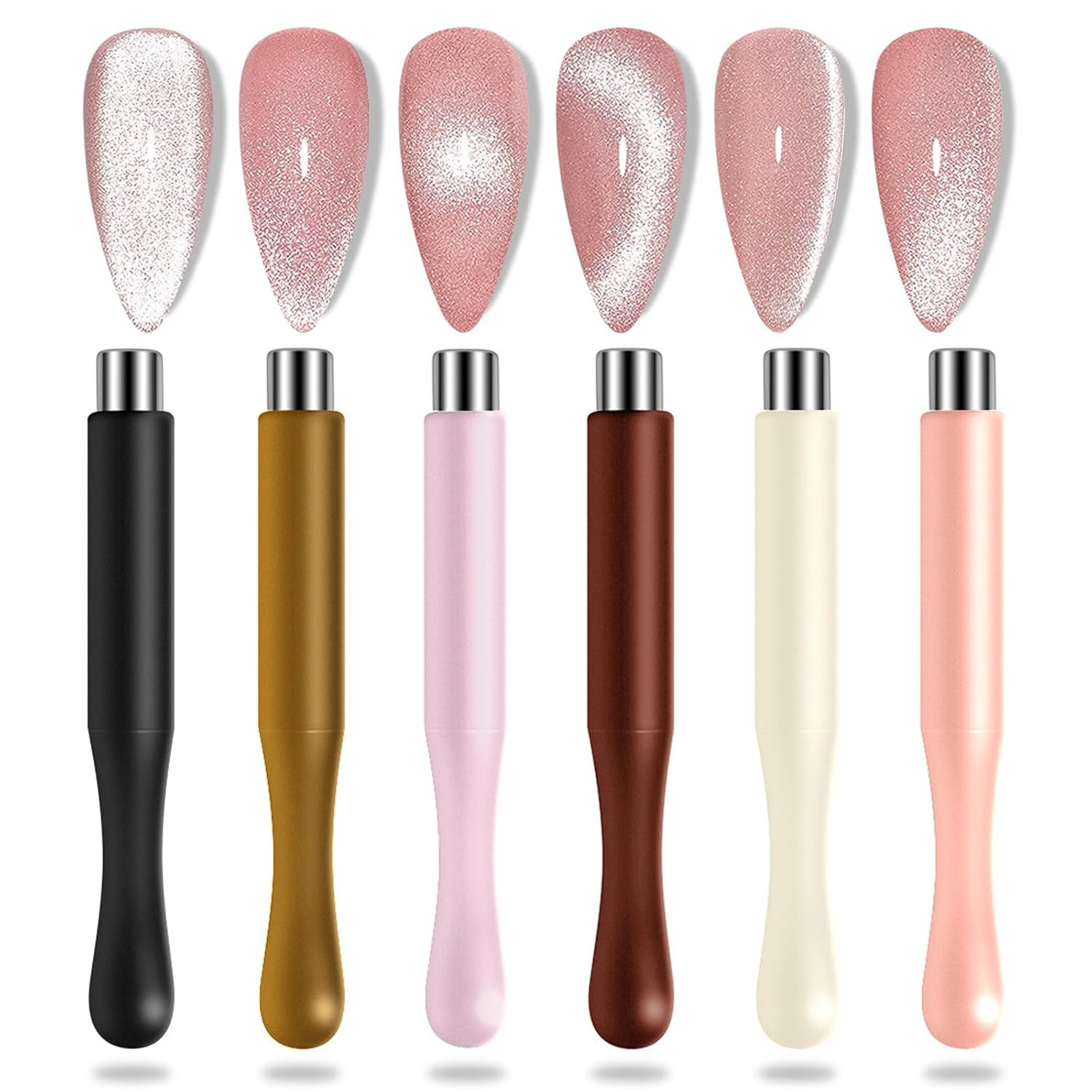 6Pcs Cat Eye Magnet for Nails Magic Cylindrical Nail Polish Magnet Stick Gel Pol