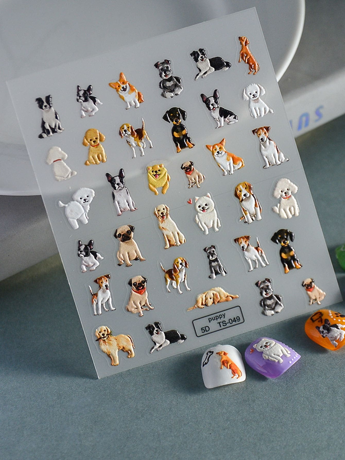 1sheet Dog Pattern Nail Sticker Self-Adhesive Nail Decals Nail Decals Nail