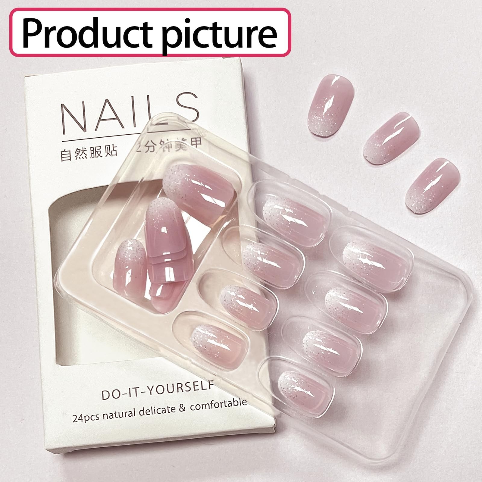 Almond Press on Nails, Shaped 0.04 Fl Oz (Pack of 24), Short