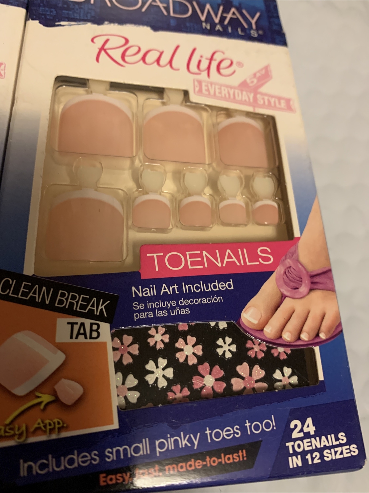 *Lot Of 2* BROADWAY NAILS REAL LIFE TOENAIL KIT Short Length 50471 BRTN05