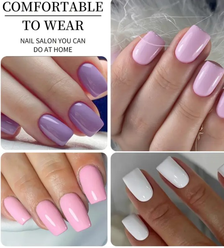 96 PCs Press On Nails Mixed Tones Lavender Pastel & Nude, Reusable Easy To Apply