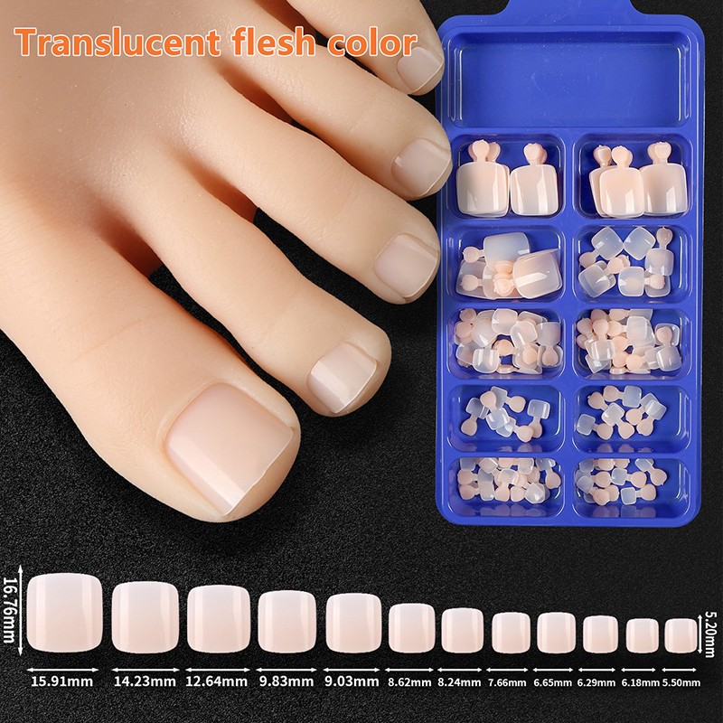 100pcs Fake Toenail Press On Toe Foot Full Cover Nails Art Tips Fast Wearable
