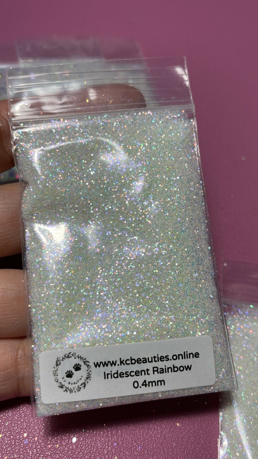 Iridescent White Glitter Hex Snow Rainbow pink blue sheen Nail Art US seller