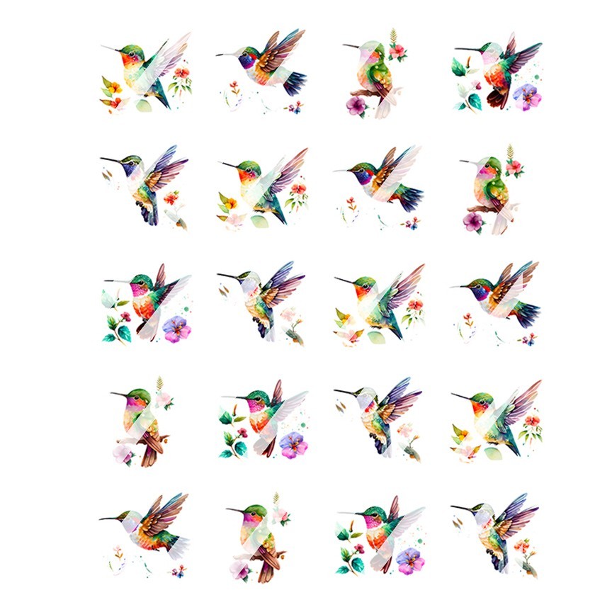 Hummingbird Nail Art Decals – Waterslide Nail Decals- Design #4