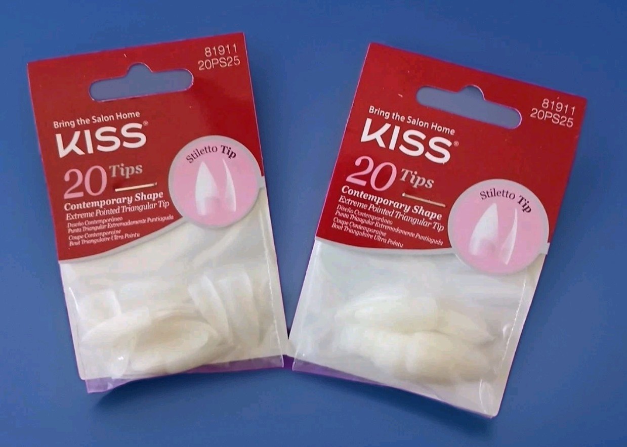 New 2 Packs of KISS Stiletto Tip Nails Contemporary Shape (40 Total)
