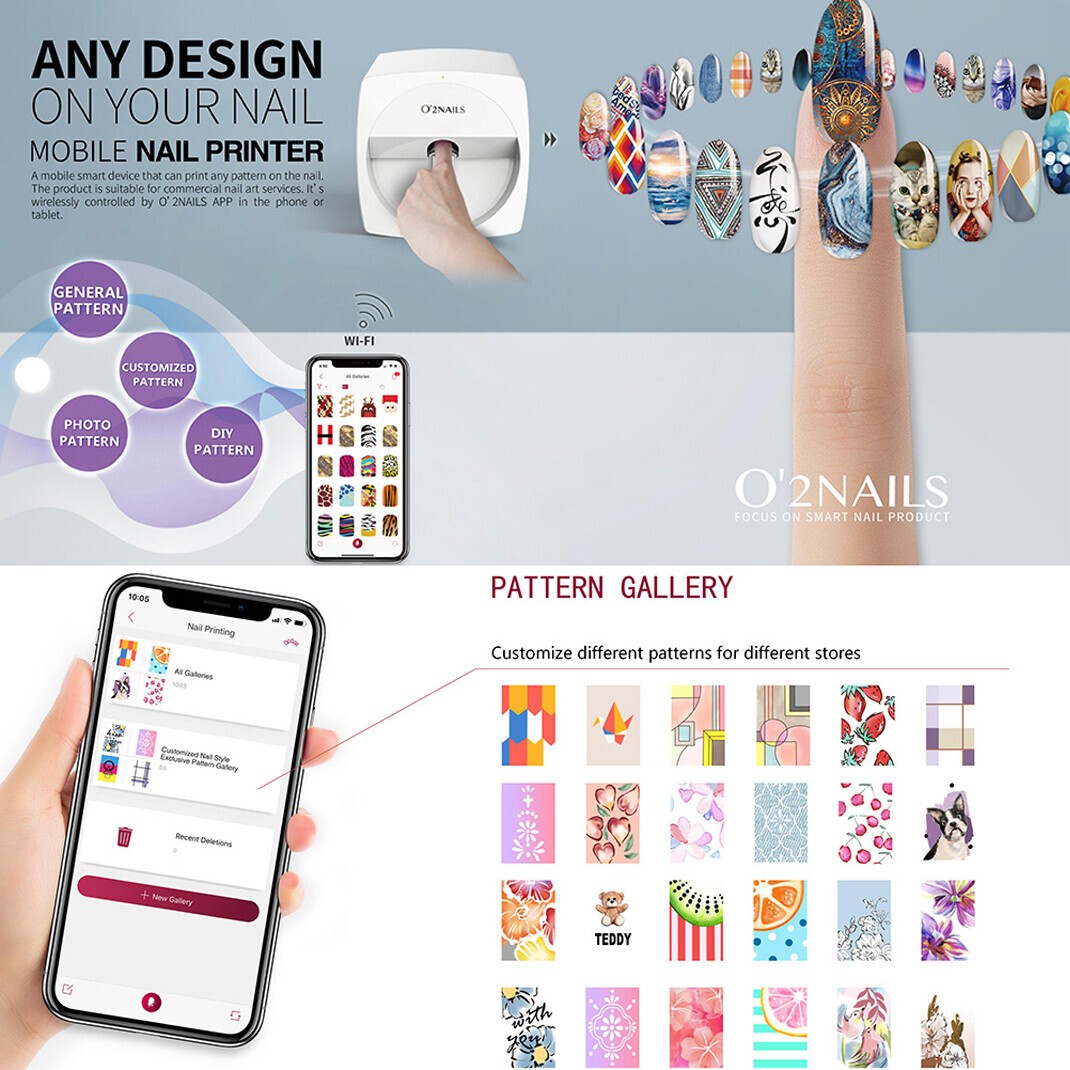 DIY Portable 3D Nail Printer Smart Mobile Art Nail Printer Machine Nail File