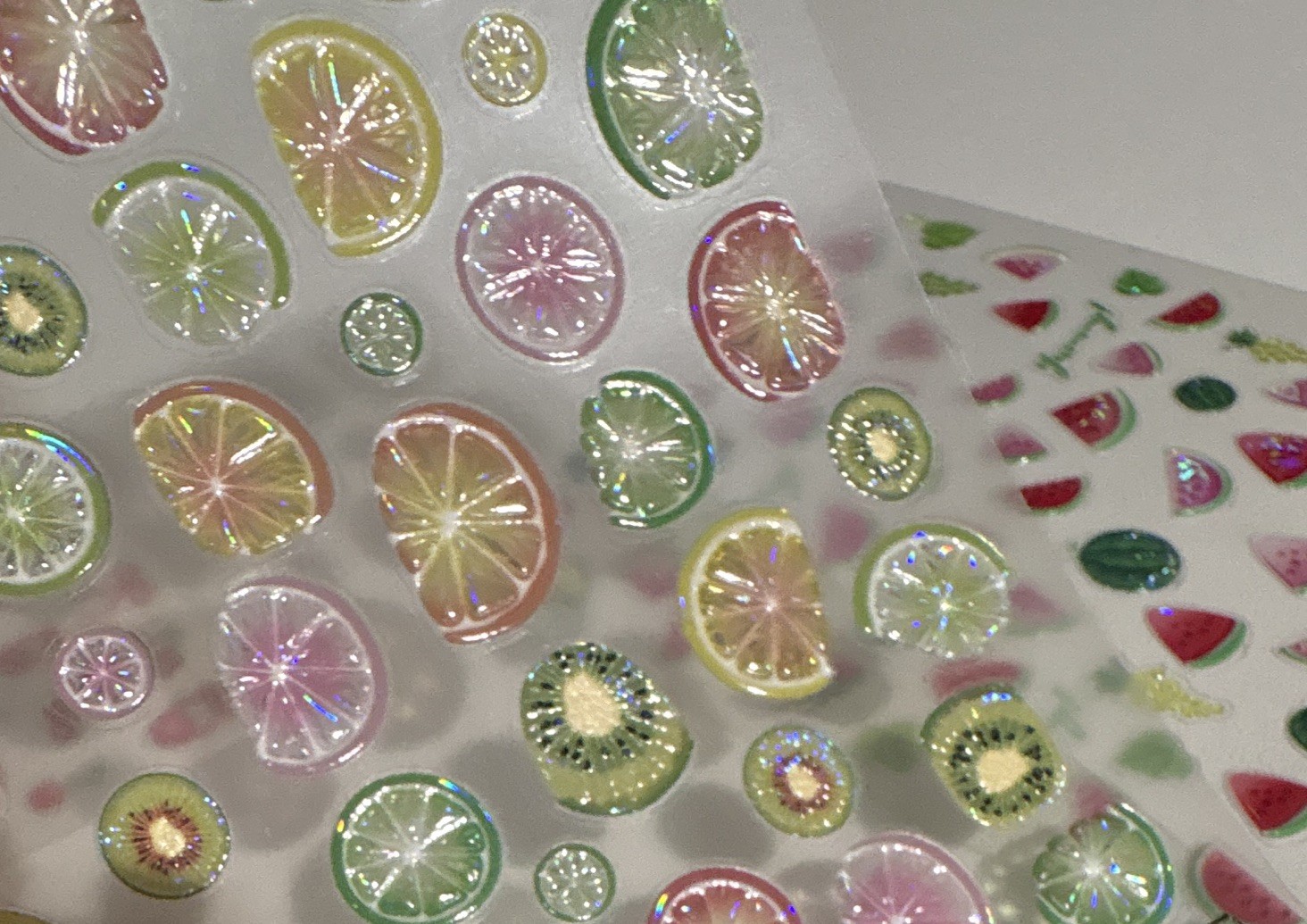 3D Self-Adhesive Fruit Nail Art Sticker Sheets& 3 D Multicolor Mixed Shapes