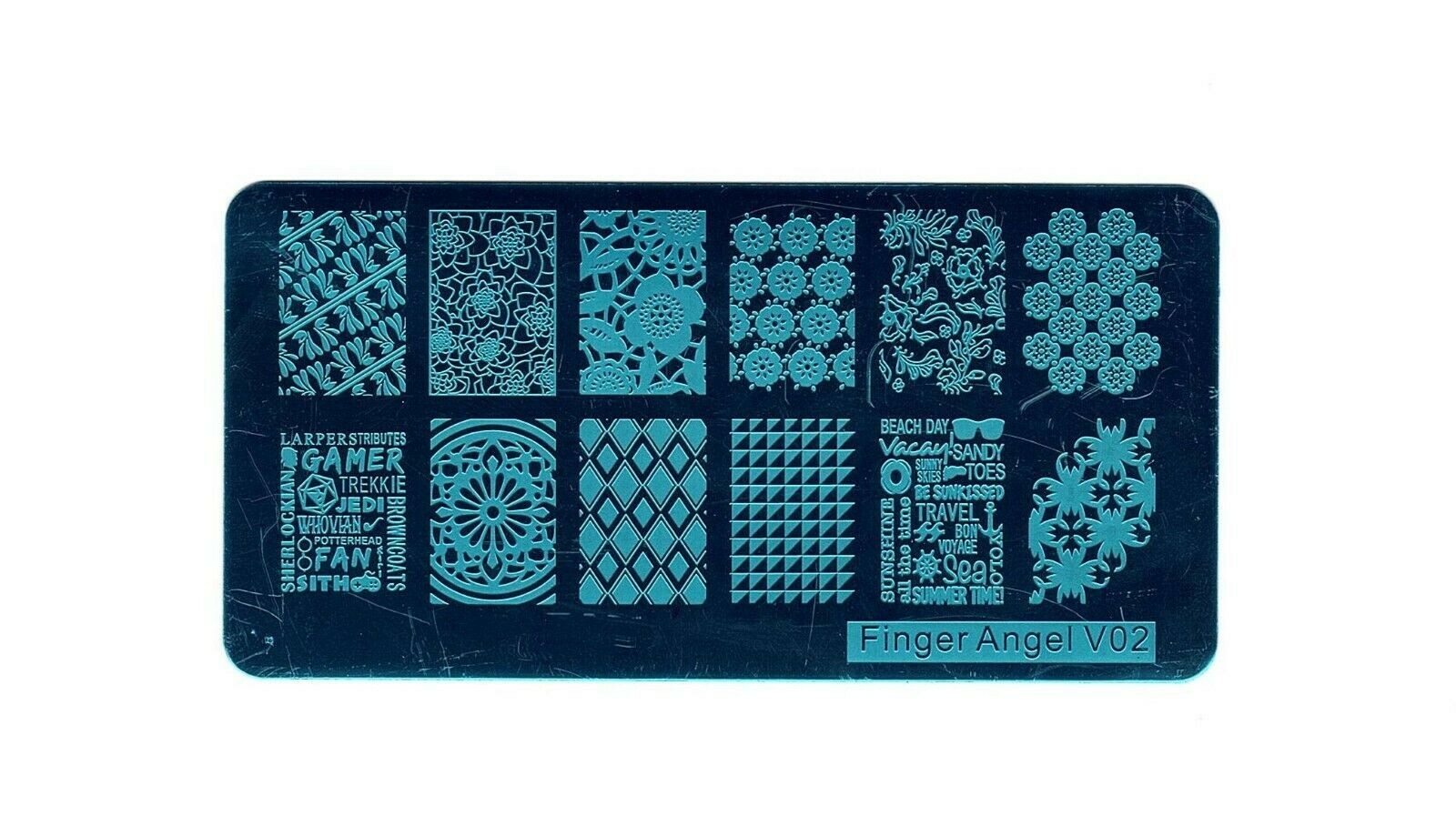 Nail Art Stamping Mix Design Metal DIY Image Plate With Backing Plate Holder NEW
