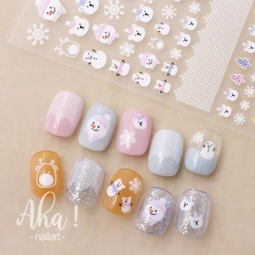 Christmas Nail Stickers Winter Snowman Snowflake Nail Art Stickers 8PCS style1