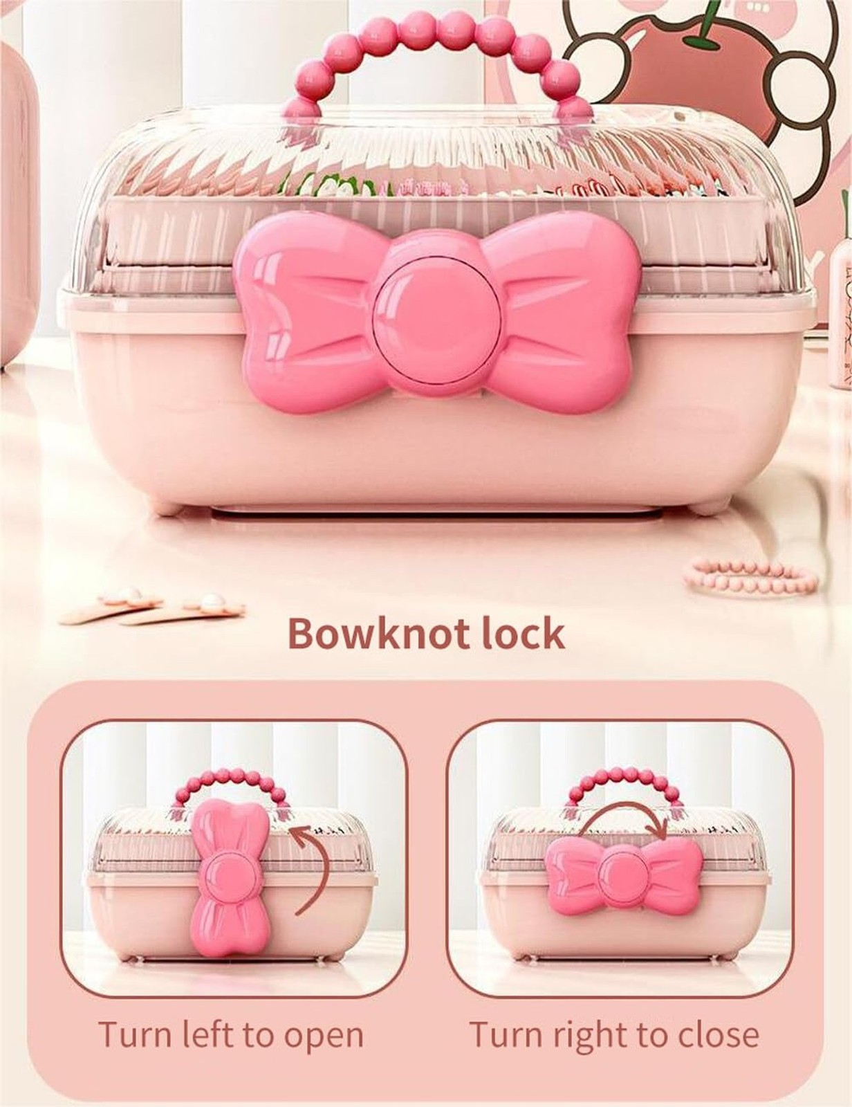 Cute Hair Accessories Organizer 3-Layers Kids Jewelry Storage Box Plastic Hai…