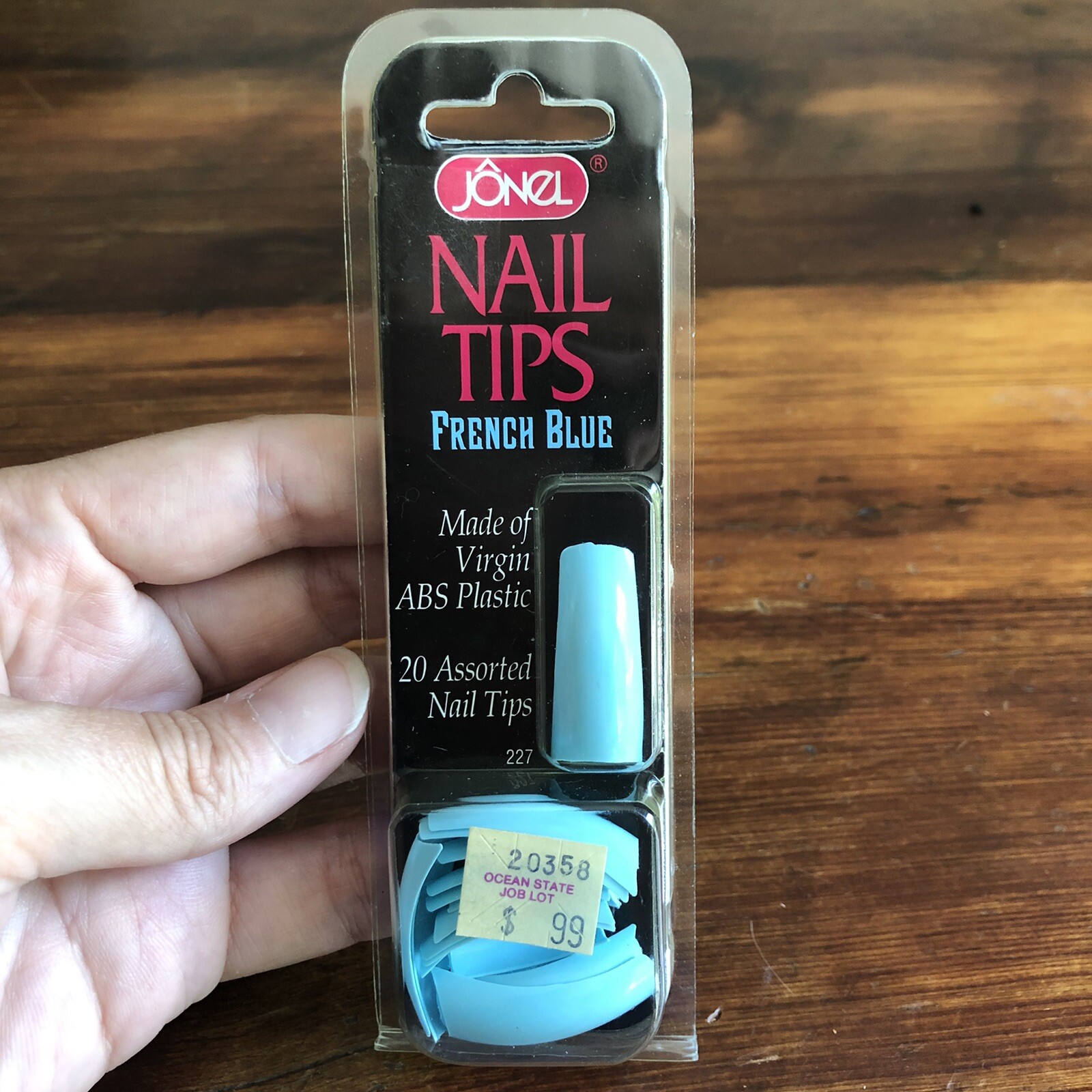 Vtg JONEL French Blue Nail Tips 20 Assorted Nails 1997 Movie Prop
