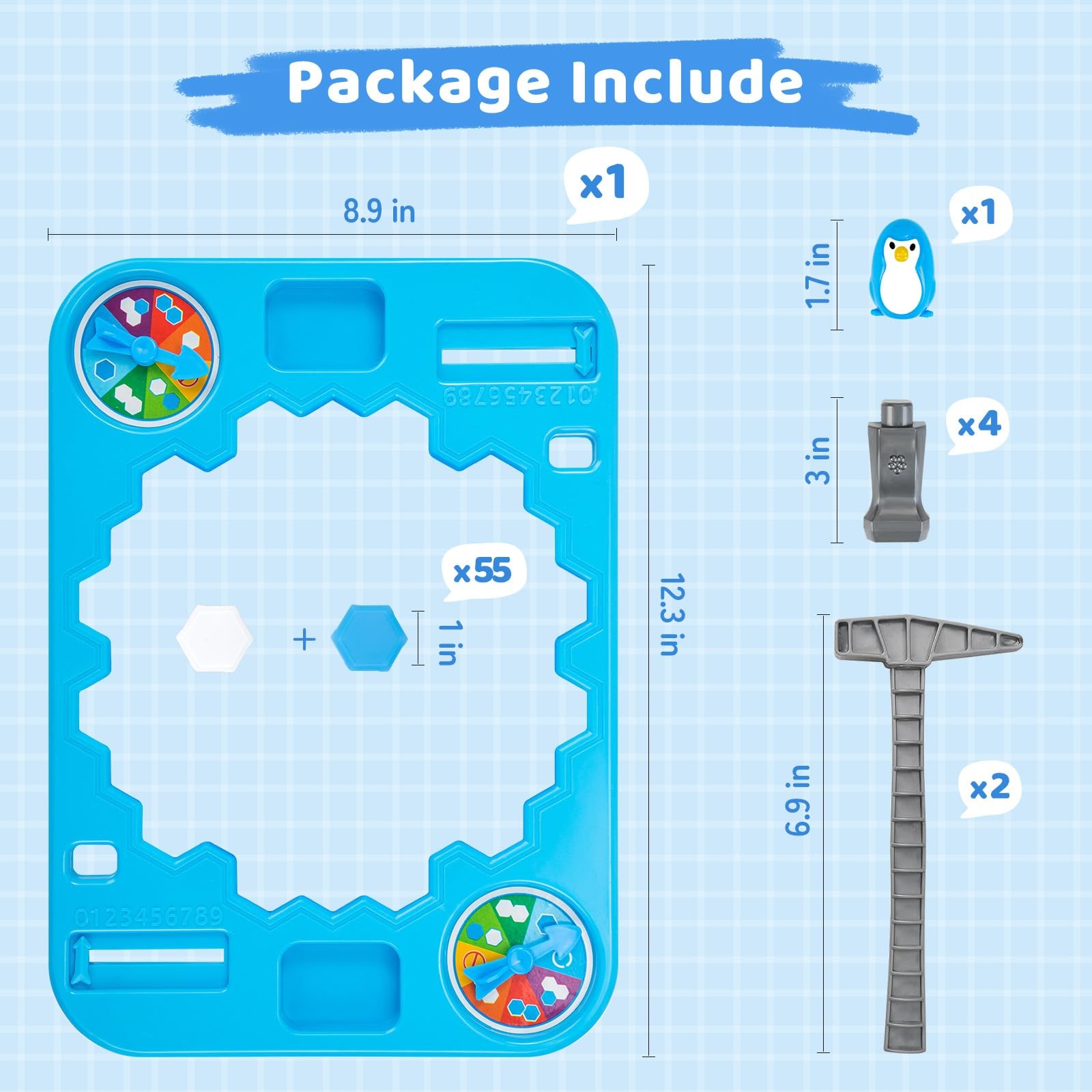 SS Save Penguin On Ice Game, Trap Break Block Rectangle, Blue