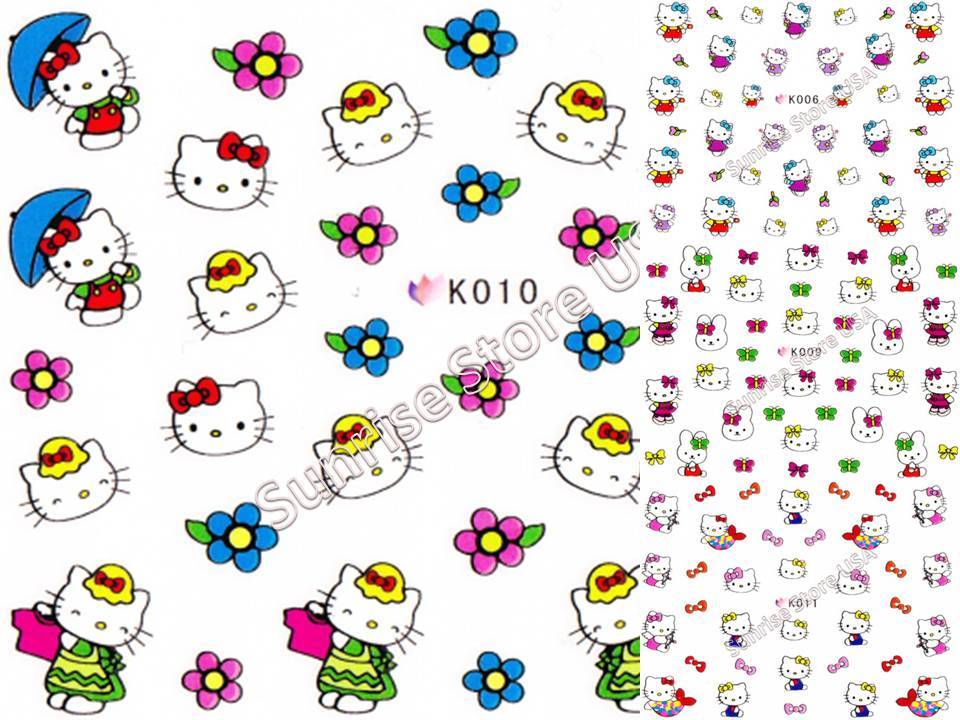 3D Nail Art Sticker Cute Hello Kitty Cat Cartoon Decals Manicure Peel & Stick