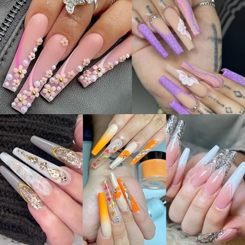 Gel 3XL Long No C Curve Nail Tips Pre-etching Full Cover Ballerina