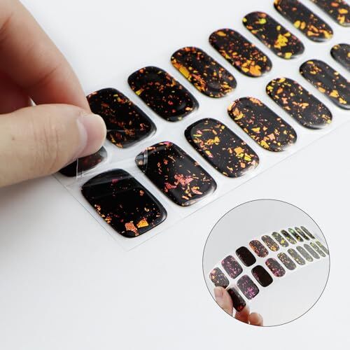Gel Nail Stickers Purple Red Black Semi Cured Gel Nail Strips Wraps UV/LED