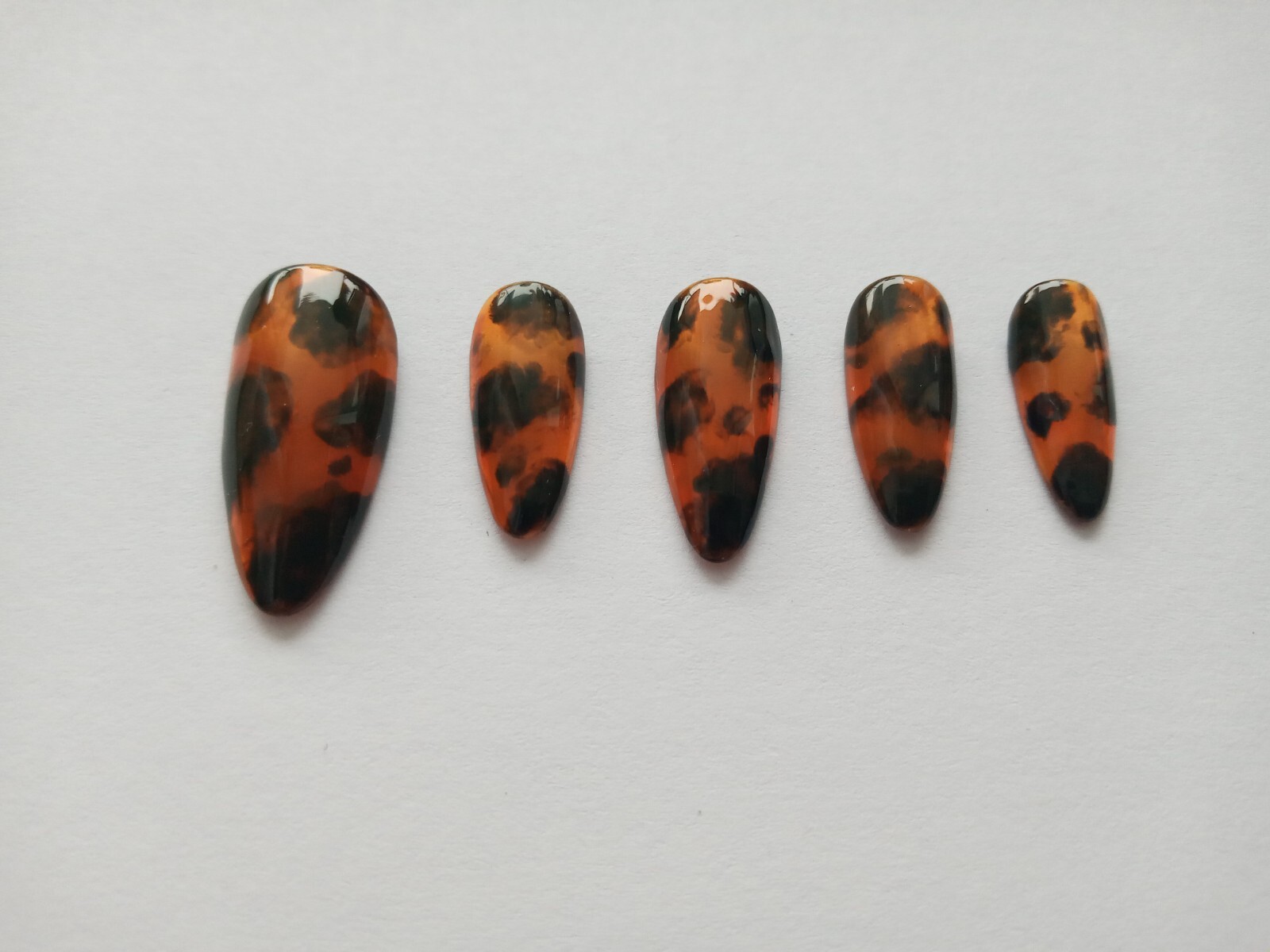 Handmade Press on Nails, Tortoise, Set of 10, Made to order “Pick “.