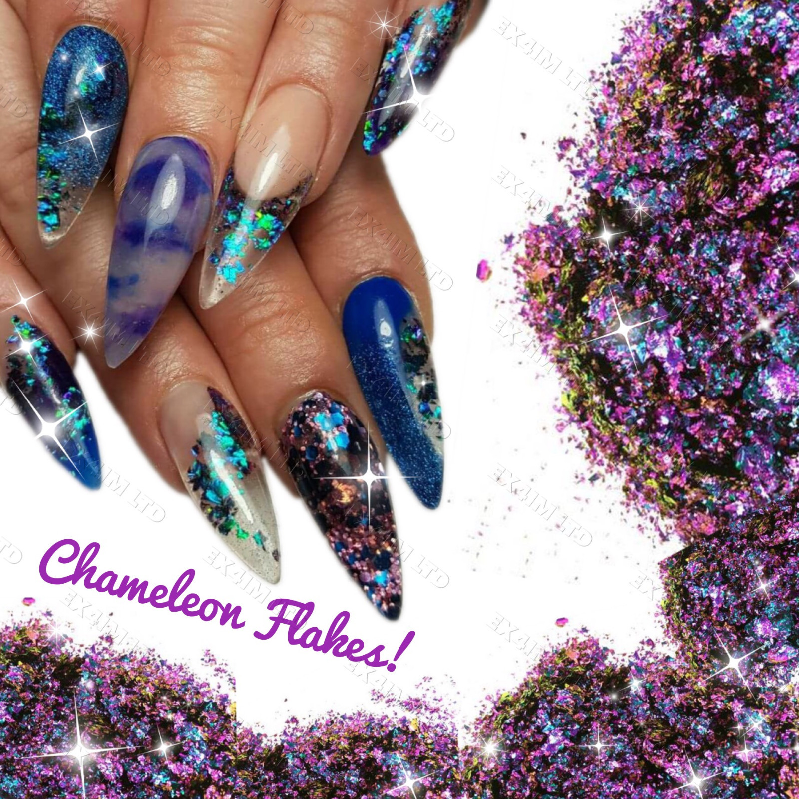 Chameleon Nail Flakes Multichrome Powder Colour Shifting Nails Rose Gold TREND