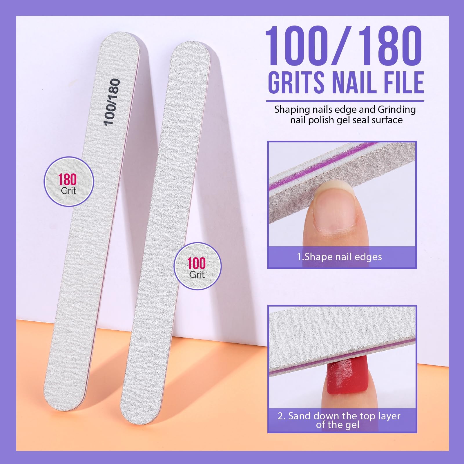 Teenitor Nail Polish Gel Remover Tools Kit with 128 Piece Set, purple