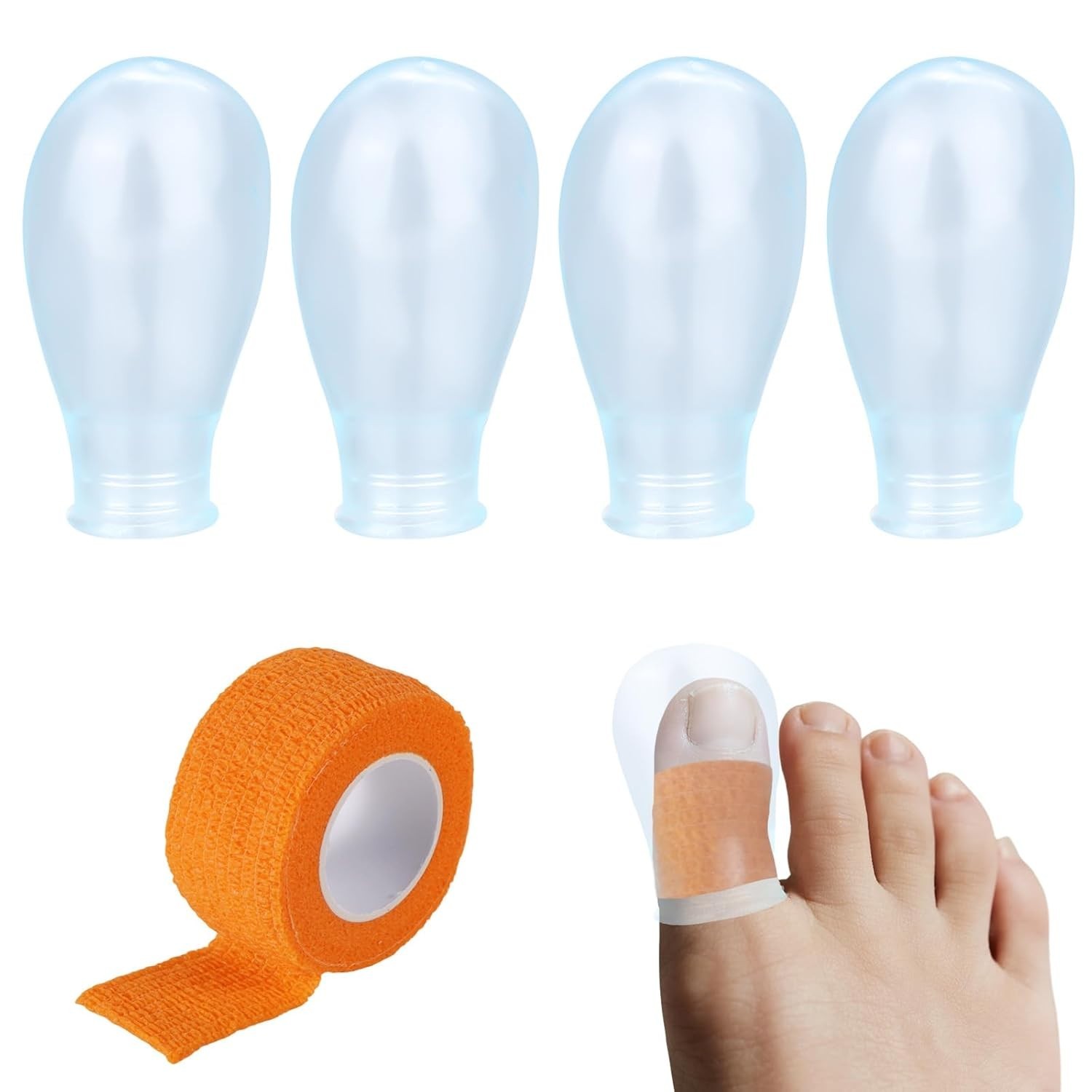 4pcs Waterproof Toe Protector, Reusable Silicone Toe Sleeve with Nursing Band…