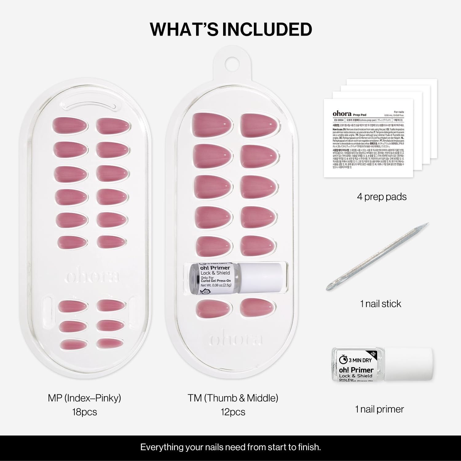 ohora Gel Press On Nails Oval Mauve Pink Medium